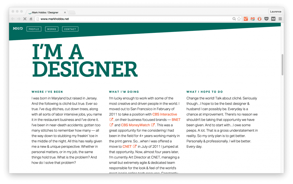 Mark Hobbs portfolio site