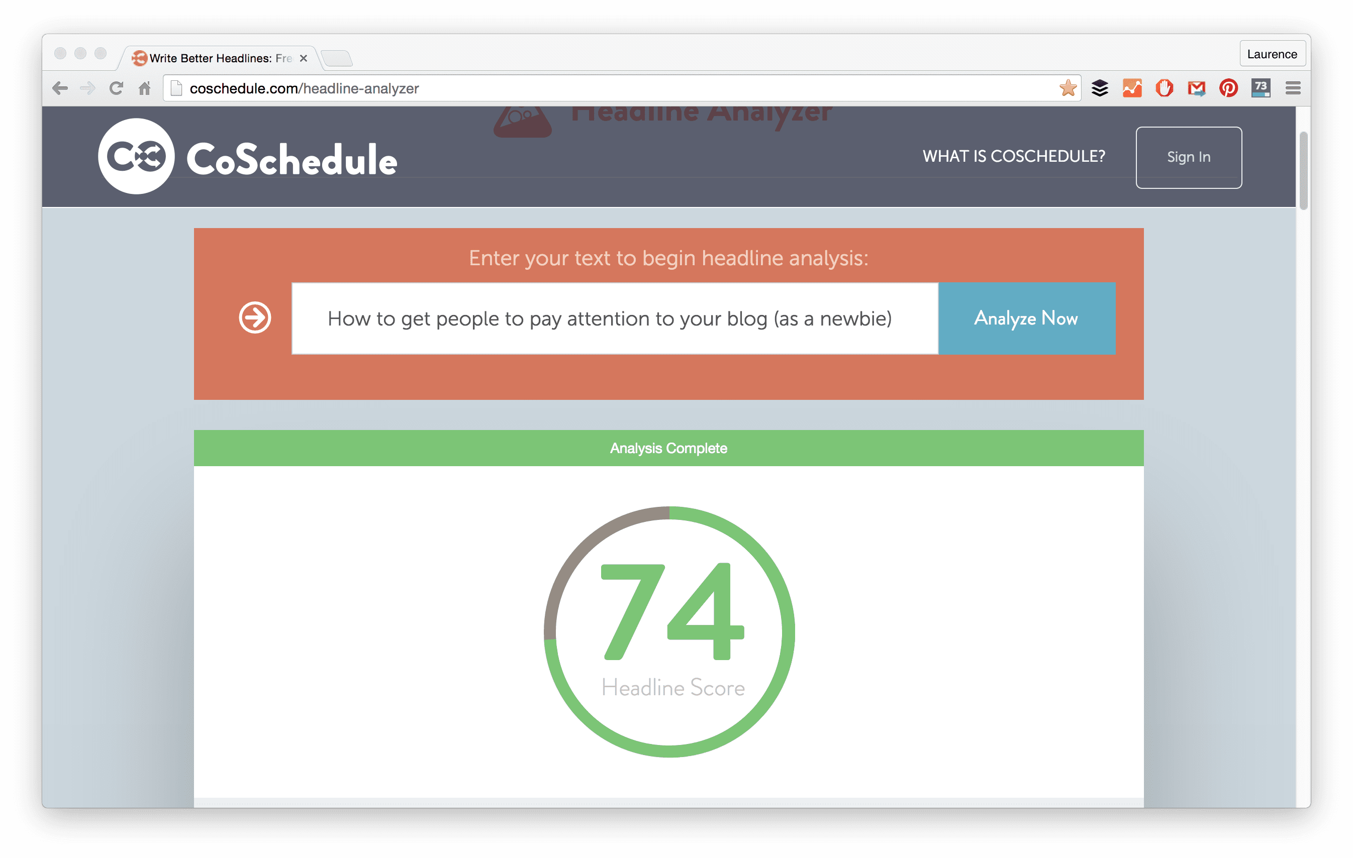 CoSchedule headline analyzer