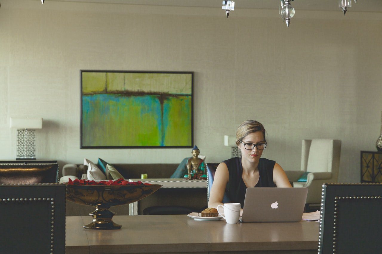 Woman working on laptop