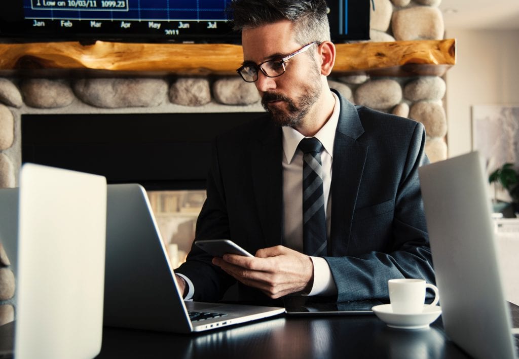 man using laptop