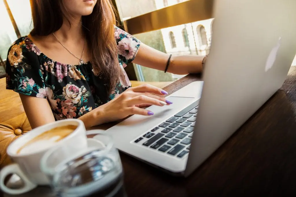 woman using laptop