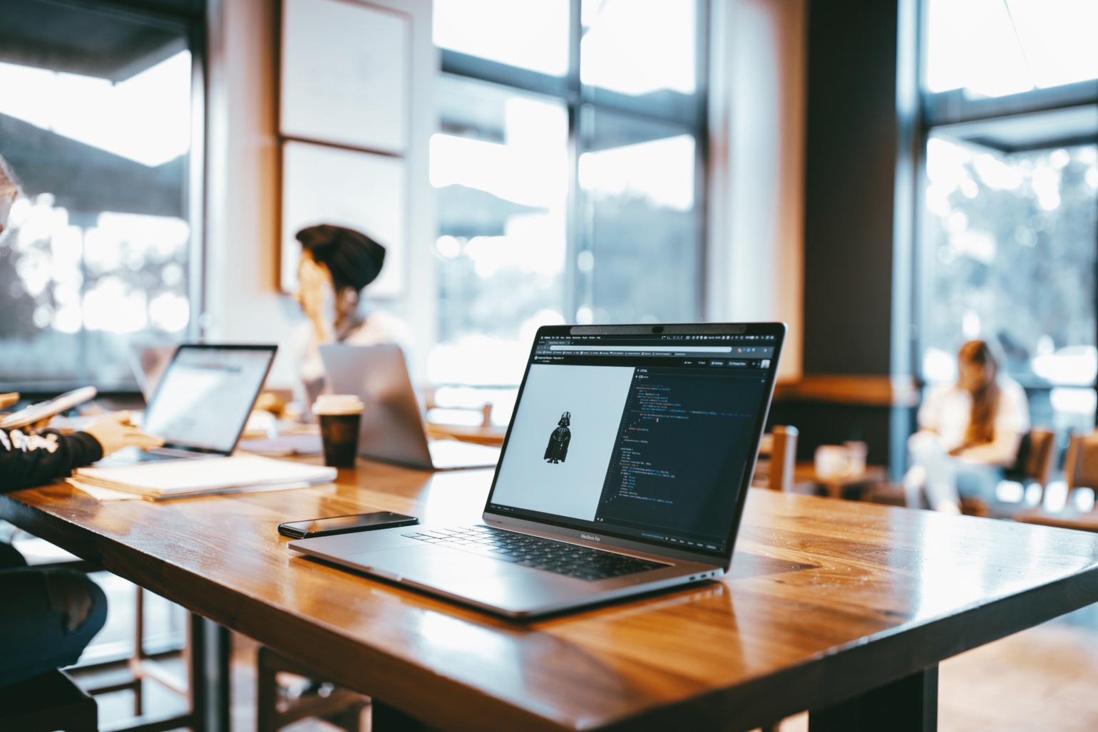 coding in a coffee shop