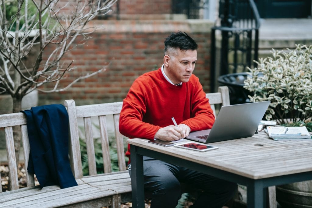 man working on laptop