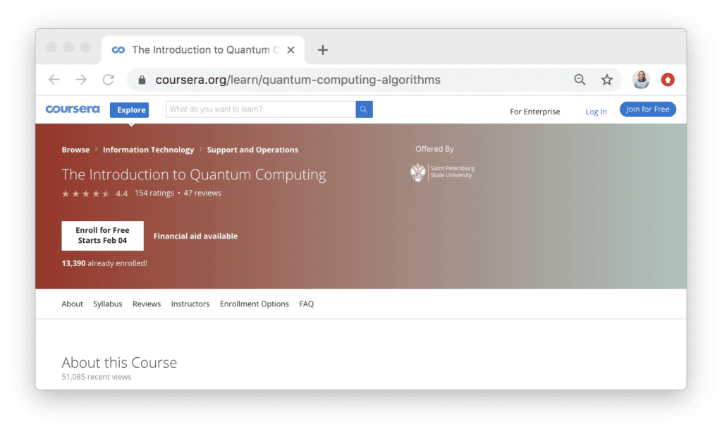 The Introduction to Quantum Computing on Coursera