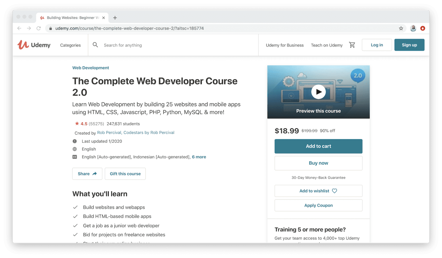 30 Best Web Development Courses on Udemy (2021 List) - Learn to Code