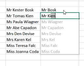 Excel columns