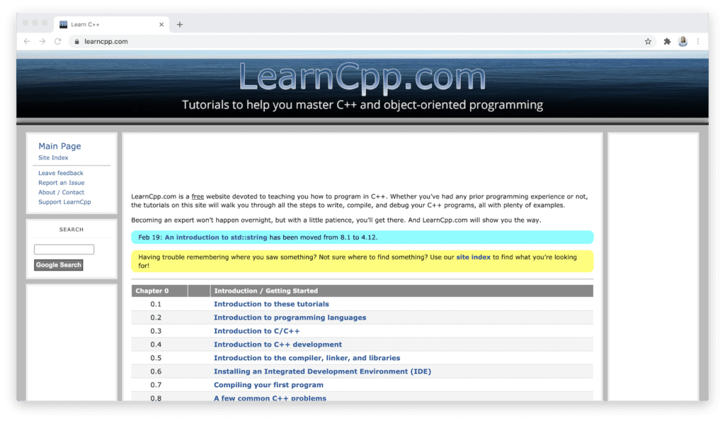 learncpp homepage