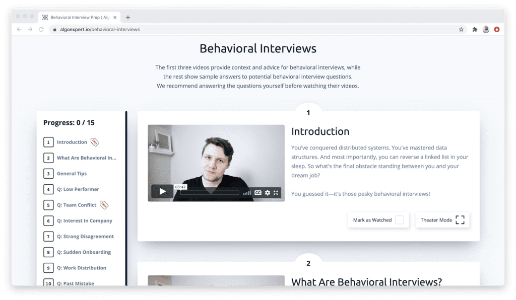 AlgoExpert behavioral interview