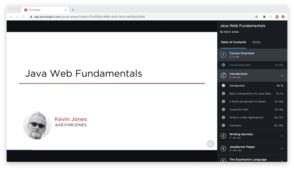 Pluralsight interface