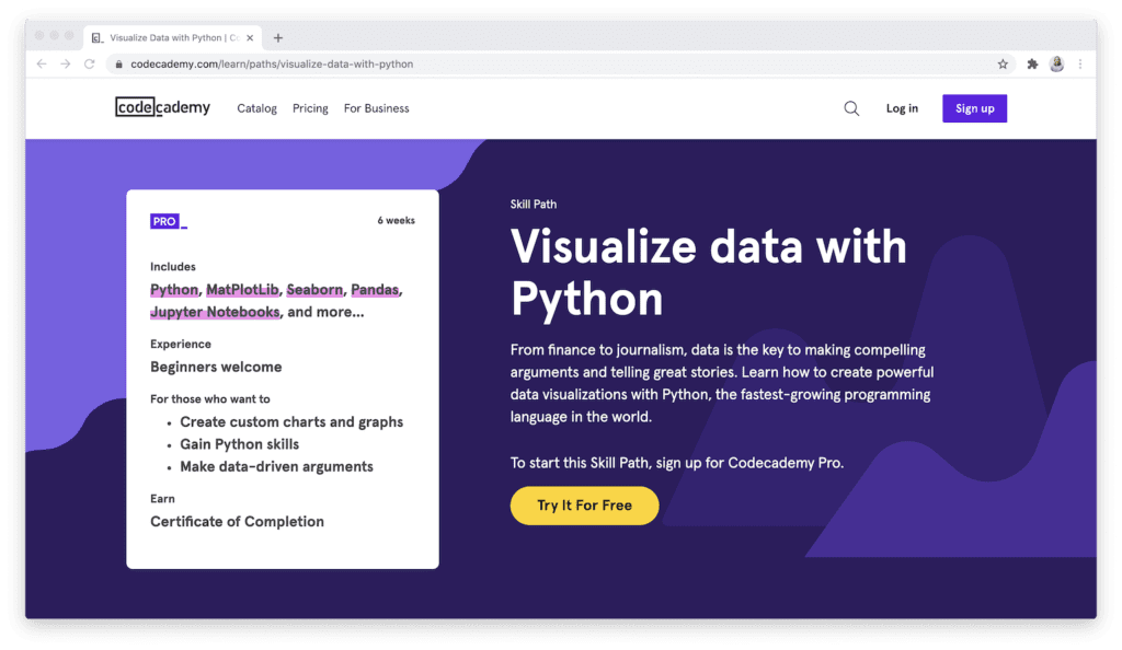 Visualize Data with Python on Codecademy