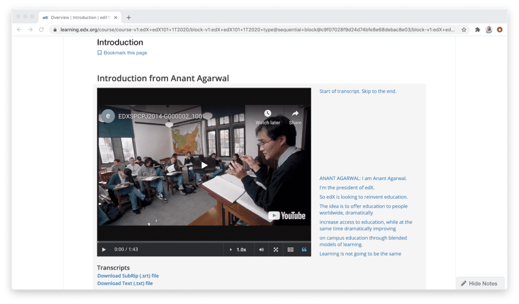 edX lecture view