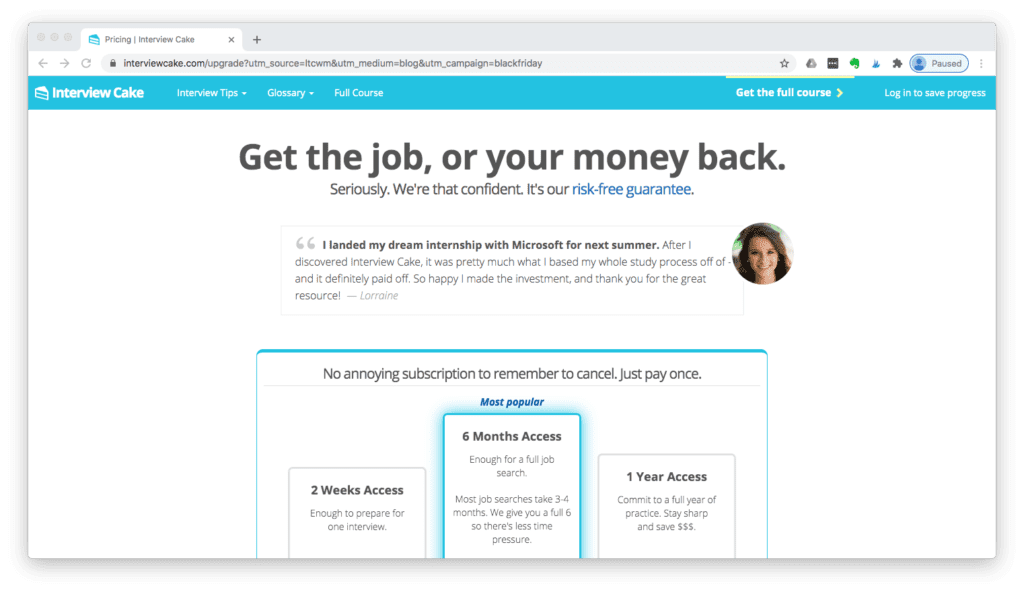 Interview Cake Cyber Monday offer