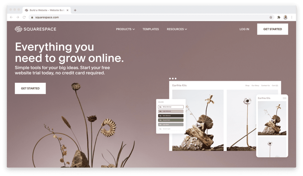 squarespace website builder homepage