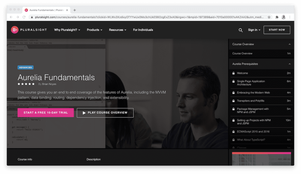 pluralsight aurelia fundamentals course