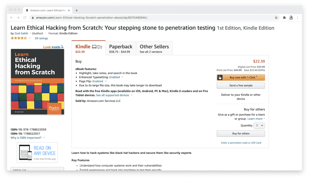 amazon learn ethical hacking from scratch book