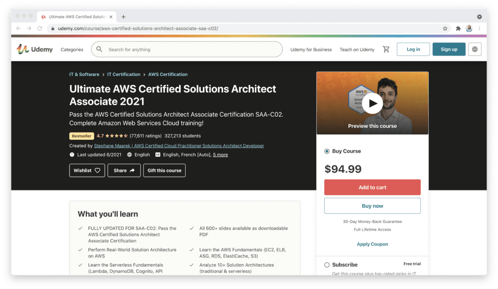 Udemy ultimate aws certified solutions architect associate