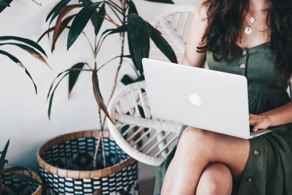 Woman using laptop