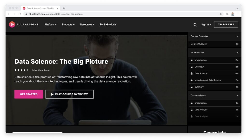 Pluralsight Data Science Page