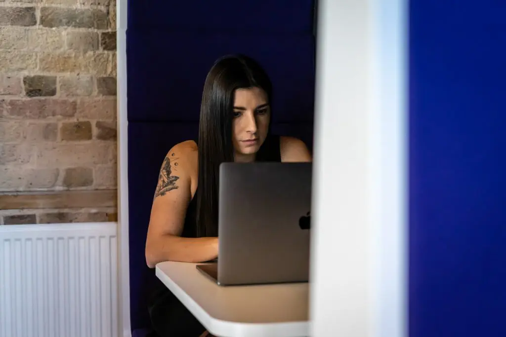 woman using laptop