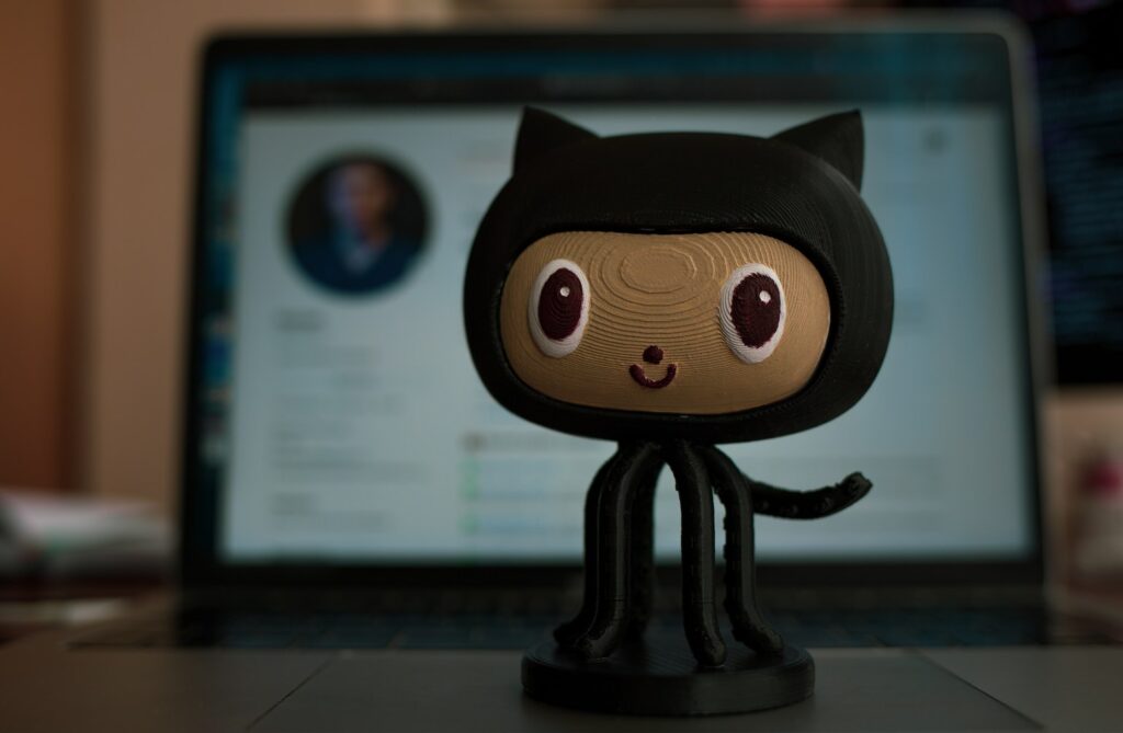 Octocat figure on laptop