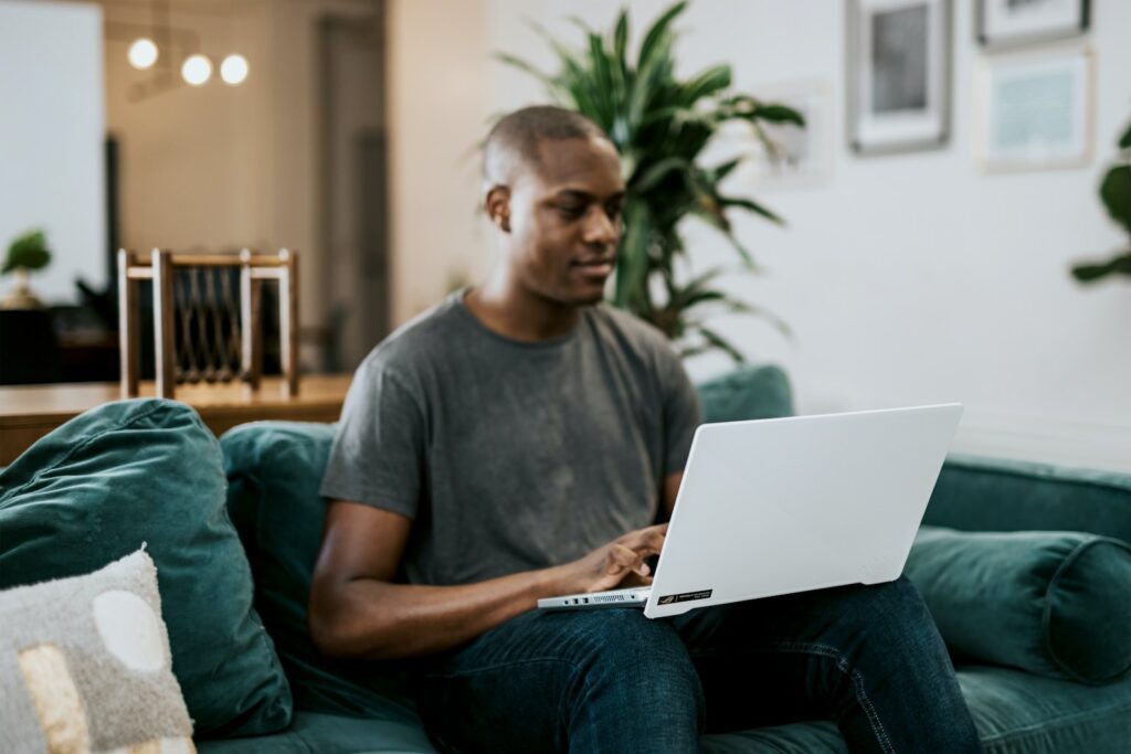 man using laptop