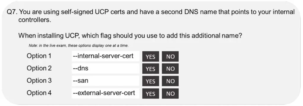 Docker certification exam sample question