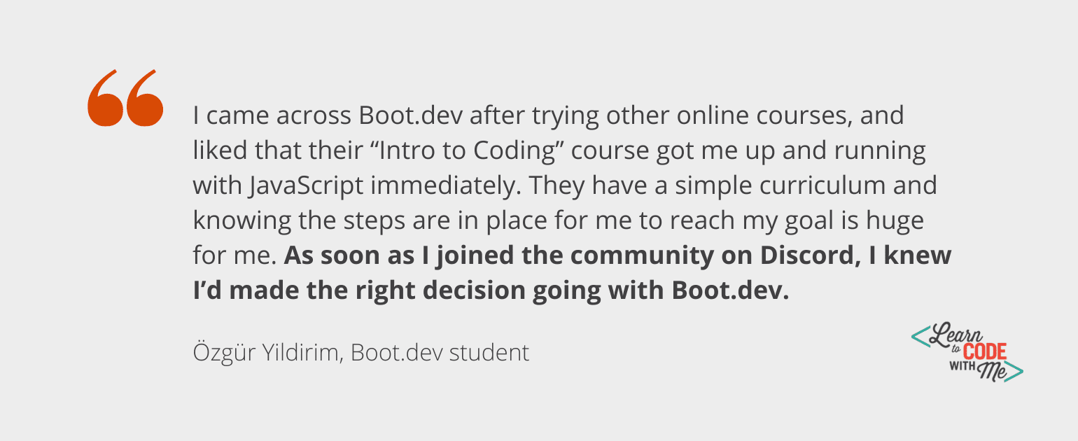 Boot.dev testimonial