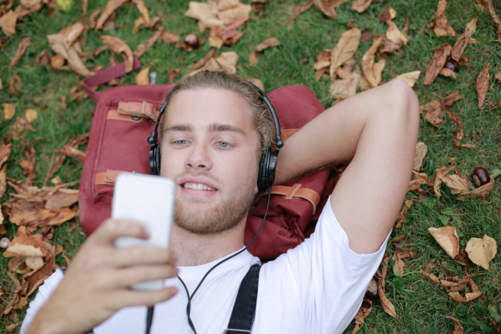 Man attending online degree