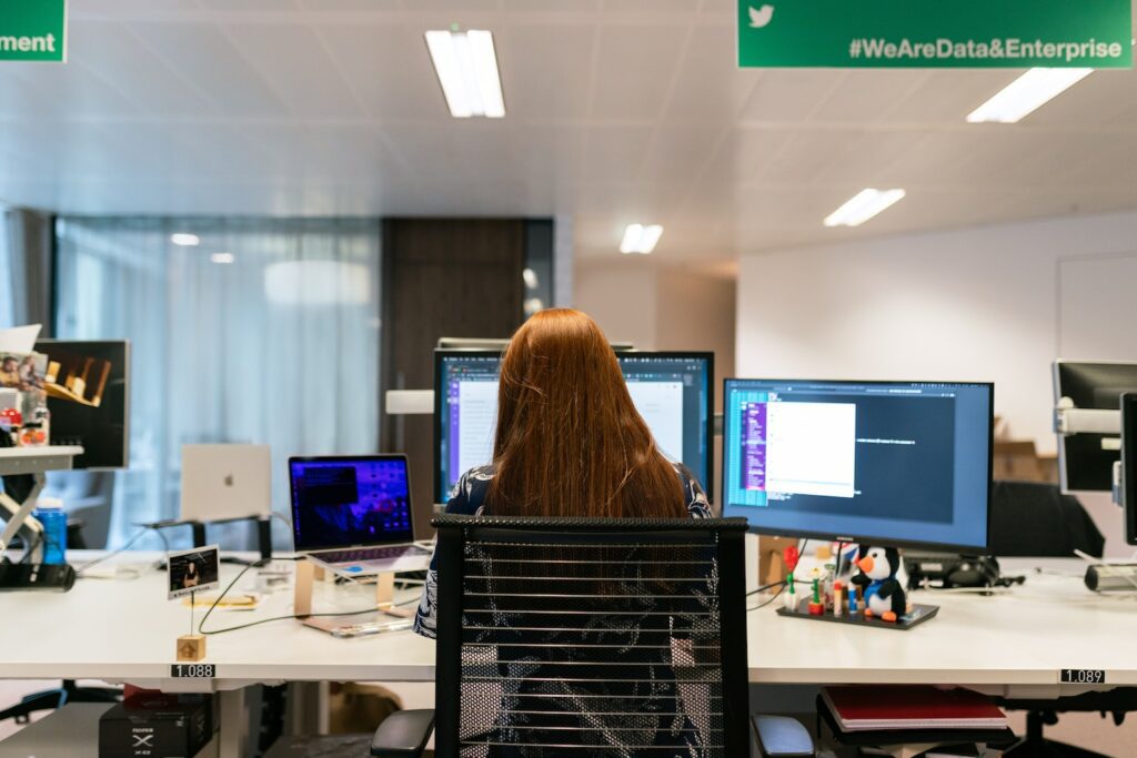 Woman working on computer