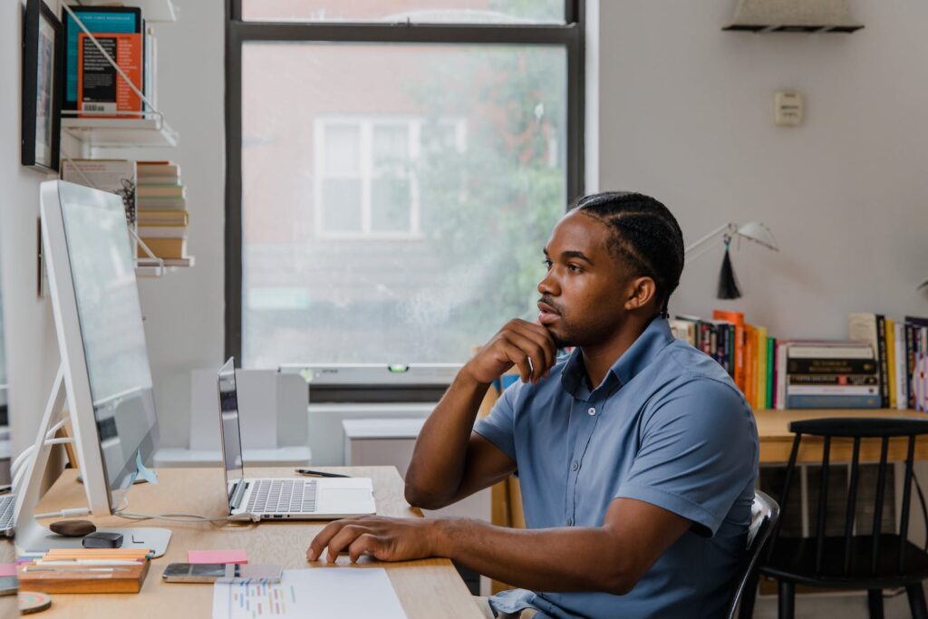 Man looking at computer