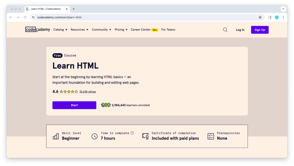 Learn HTML by Codecademy