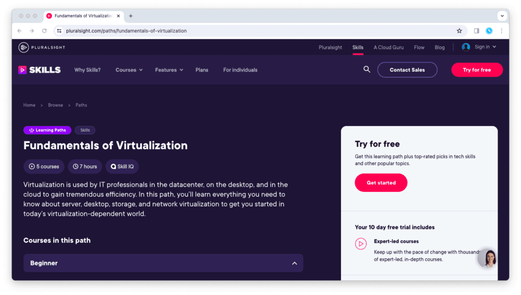 Fundamentals of Virtualization on Pluralsight